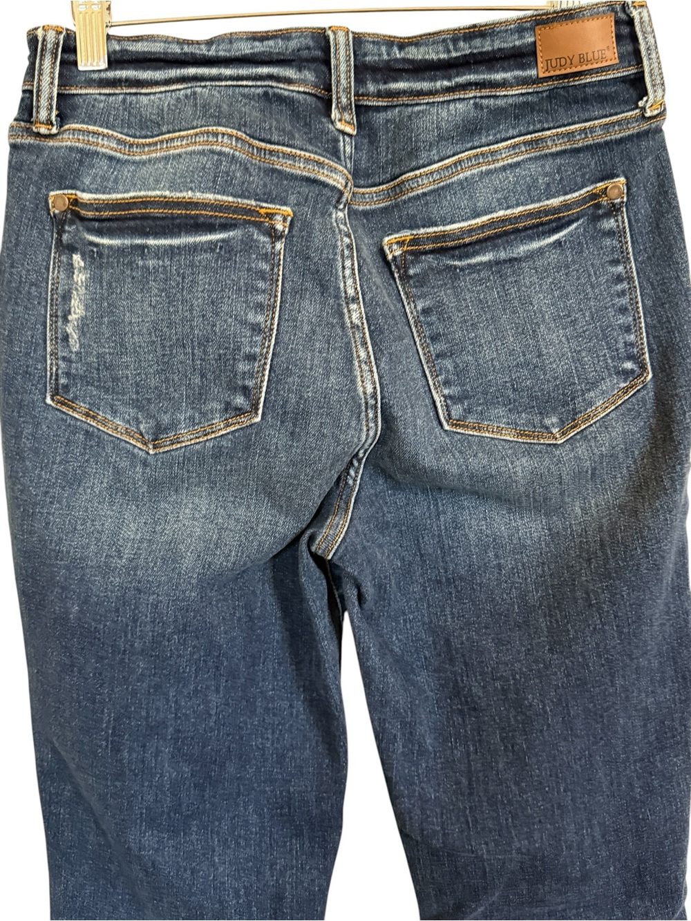 Judy Blue JB82446DK Mid Rise Destroyed Skinny Jeans Raw Hem Distressed Size 7/28 - Picture 6 of 15
